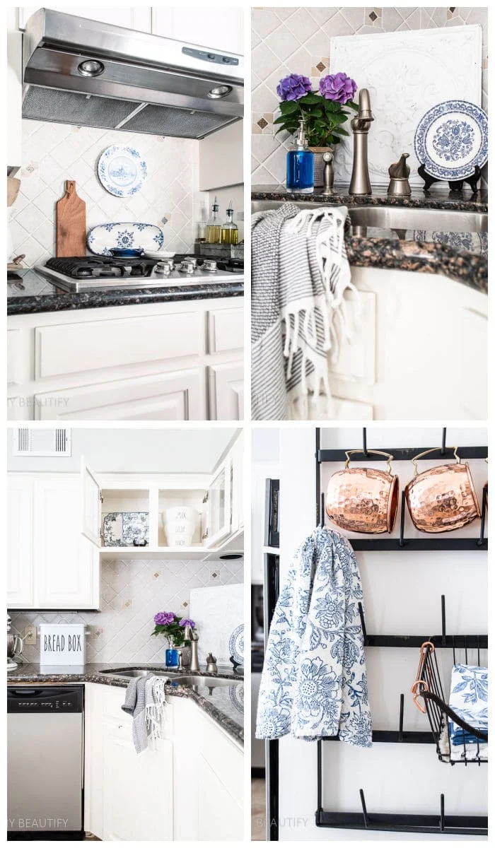 vintage blue touches in the kitchen