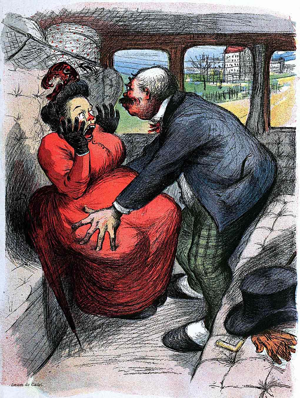 a 1903 illustration, unwanted kiss