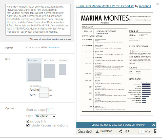 Código insertar documentos Scribd