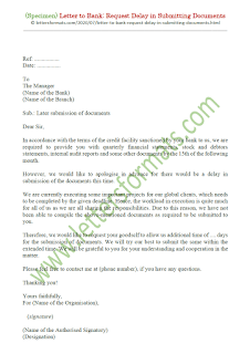 letter to bank manager for late submission of documents