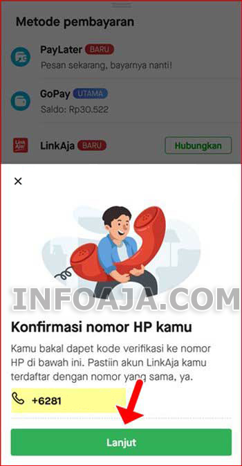 Konfirmasi Nomor Hp di Gojek