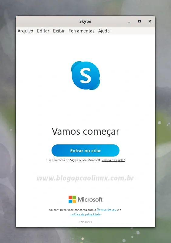 Skype executando no Fedora 38 Workstation