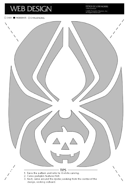 Free printable Spider halloween pumpkin carving pattern designs stencils