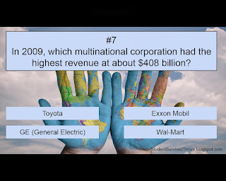 In 2009, which multinational corporation had the highest revenue at about $408 billion? Answer choices include: Toyota, Exxon Mobil, GE (General Electric), Wal-Mart