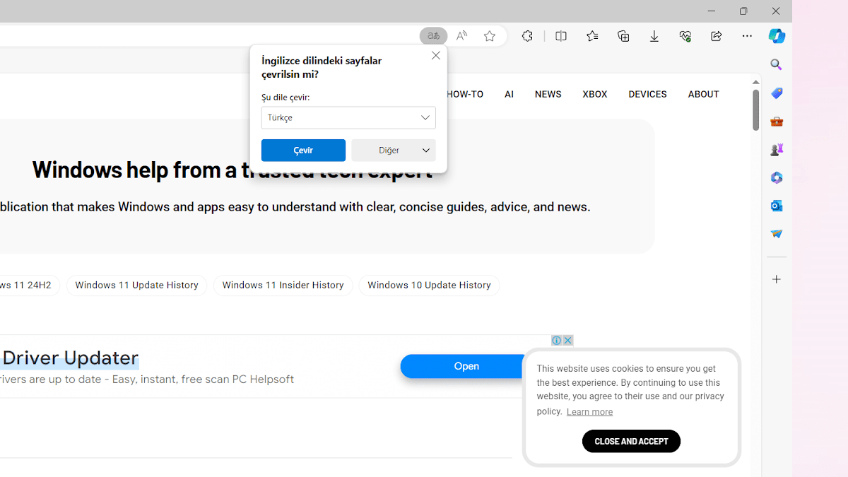 Microsoft Edge Otomatik Dil Çeviri Çalışmıyor (Düzeltme)