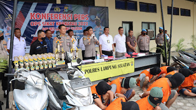 Polres Lampung Selatan Sikat 11 Tersangka dan 28 BB kejahatan