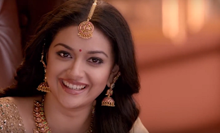 Keerthy Suresh in Saree with Cute and Awesome Lovely Smile in AVR Jewellery Ad Images