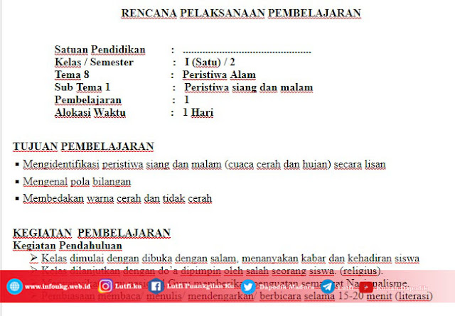 Download RPP 1 Lembar Kelas 1 2 3 4 5 6 Kurikulum 2013 Revisi 2018 Semester 2 SD NEGERI