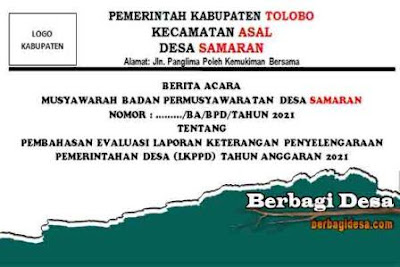 Download Berita Acara Tentang Evaluasi Laporan Keterangan Penyelenggaraan Pemerintahan Desa (LKPPD) oleh BPD