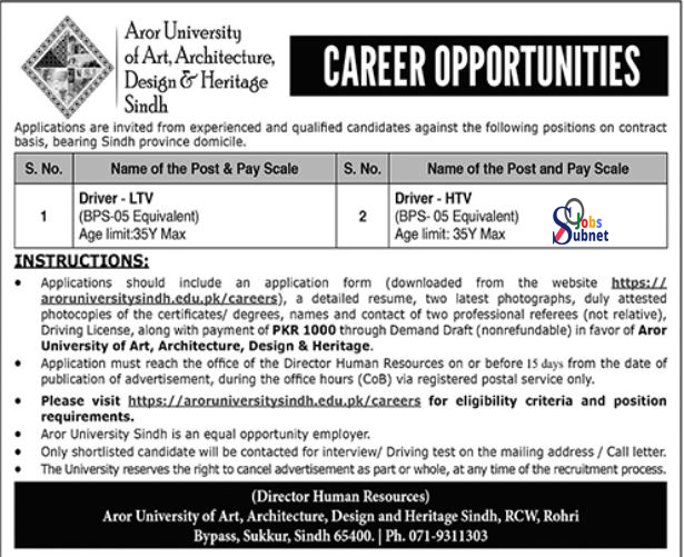Latest Aror University jobs 2023 Advertisement of Art Architecture Design Online Apply