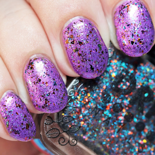 DRK Nails W. T. Funny! over Geekish Glitter Lacquer End of the World