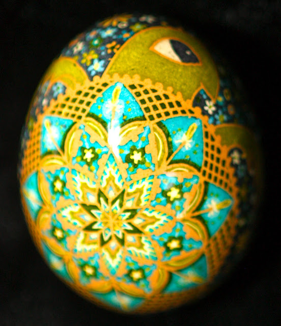 Etched Brown Egg Pysanky, Ukrainian Egg, Russian Egg, Easter Egg, Batik Folk Art