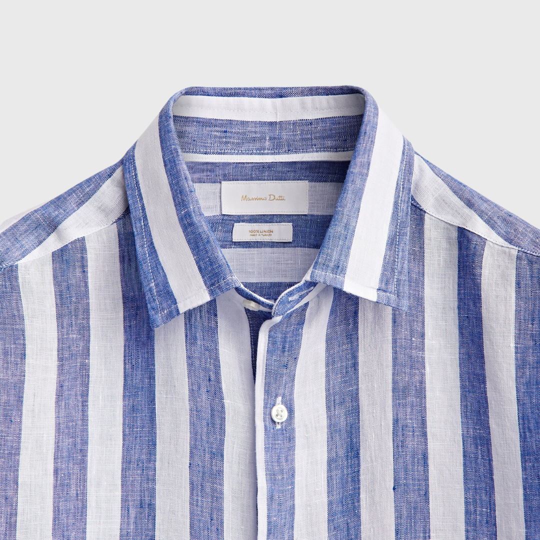 slim-fit striped linen shirt