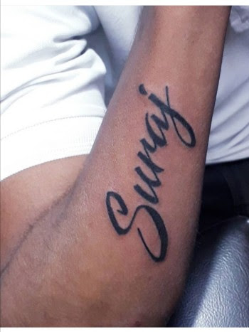 Popular Collection Of Best 7 Suraj Name Tattoo Design You Should Try