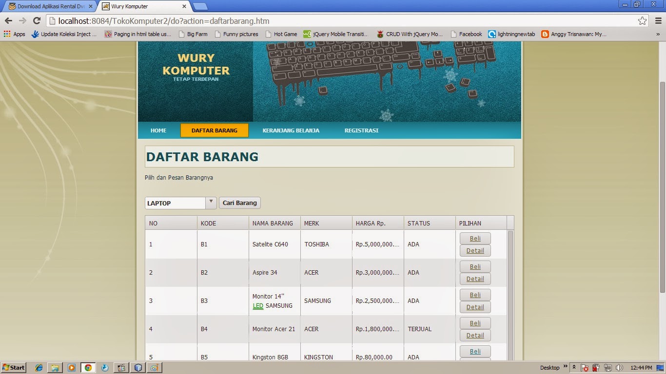 Download Contoh EShop (Toko Komputer Online) dengan JPA 