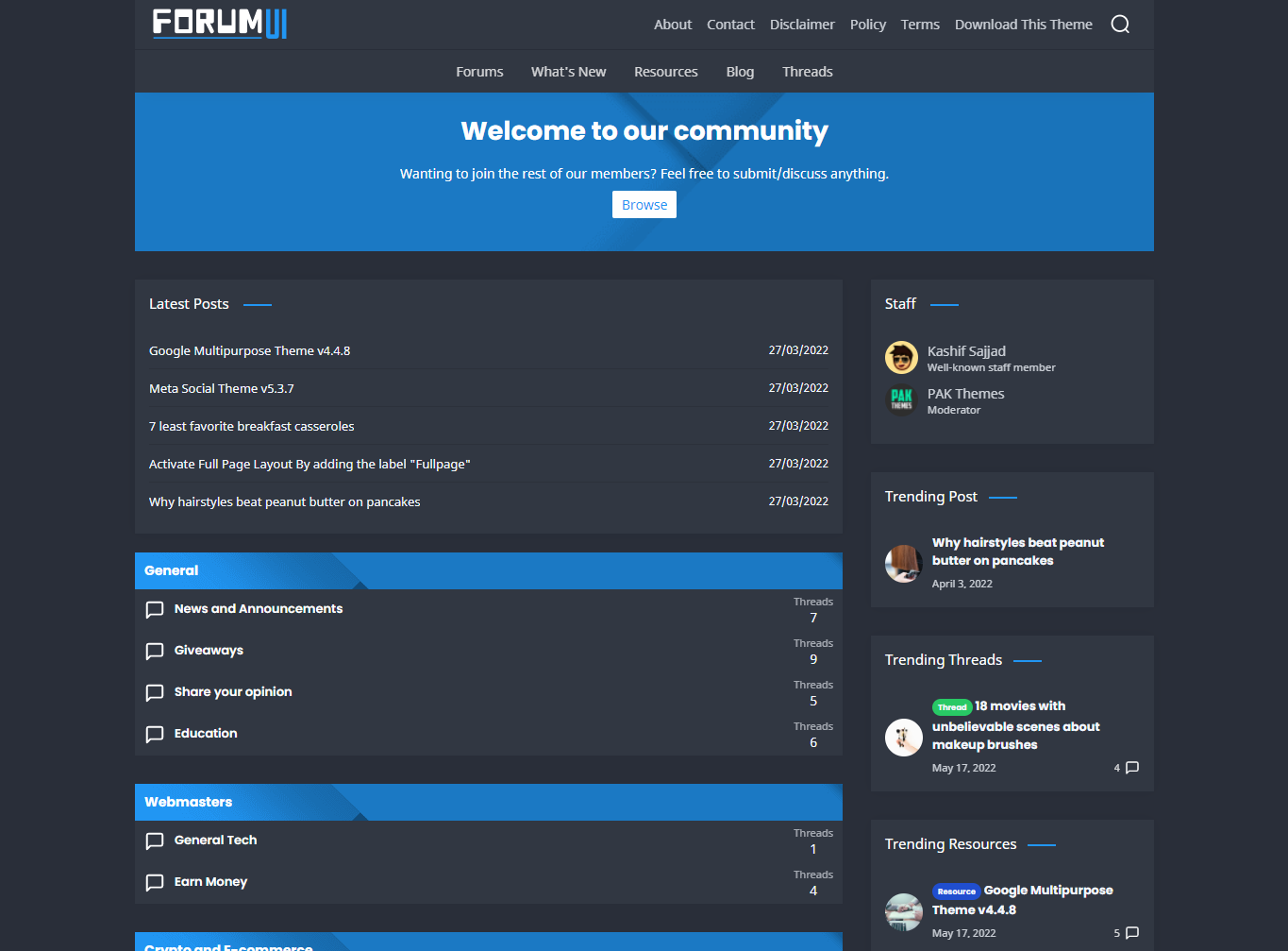 Forum UI v1.0 Responsive Forum Blogger Theme