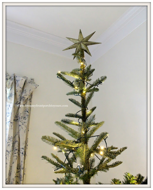 French Country Farmhouse Christmas Bedroom-Christmas Tree-Gold Star-From My Front Porch To Yours