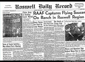 Portada periódico Roswell Daily Record - incidente OVNI Roswell