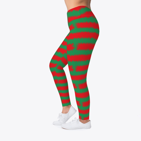 red and green striped leggings
