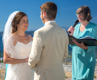 Wedding ceremony at Golden Gardens - Patricia Stimac,Seattle Wedding Officiant