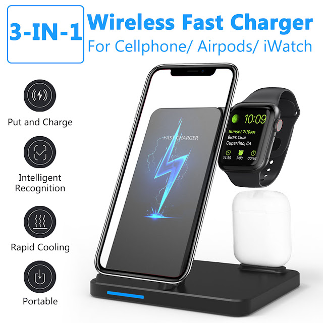 3 In 1 Qi Wireless Charger Phone Charger Earphone Charger Watch Charger For iPhone Samsung Apple AirPods Apple Watch Series 2 3 4 