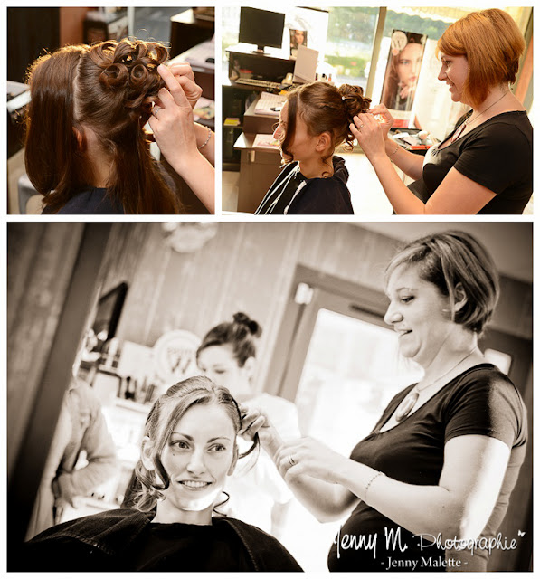 photos coiffure de la mariée, reportage photos chez le coiffeur