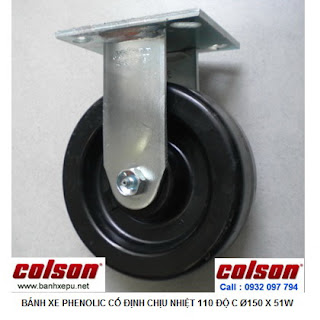 Bánh xe Phenolic chịu nhiệt càng cố định 150mm Colson Mỹ | 4-6108-339 www.banhxepu.net