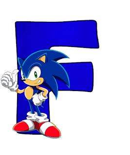 Abecedario Azul con Sonic, con números. Blue Alphabet with Sonic, with Nummbers.