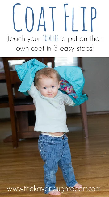 This perfect Montessori practical life teaches toddlers how to put on their coats. This easy coat flip trick can be used with the youngest kids.