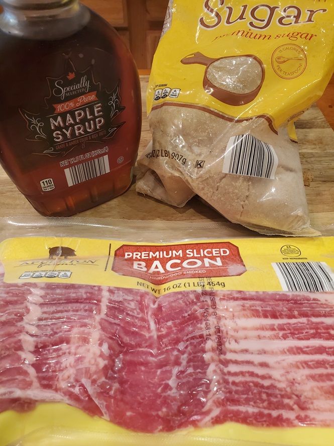 ingredients on how to make candied bacon