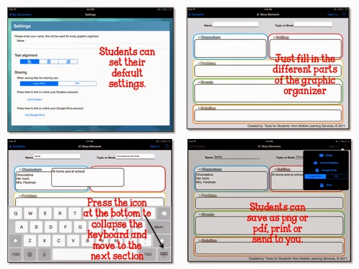 Are there times when you want to use graphic organizers with your students and don't have time to create them? Tools4Students is a great tool that contains 25 different templates for reading. You can choose from Cause/Effect to Story Elements to Fact/Opinion. And, all 25 colorful graphic organizers are excellent for elementary and middle school students.