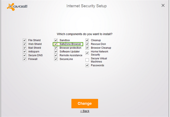 Avast, internet security setup