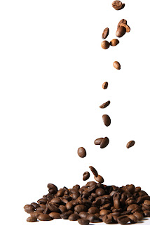 coffee beans falling gracefully