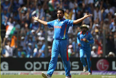 Zaheer after taking wicket of Upul Tharanga