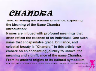 meaning of the name "CHANDRA"