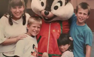 Chris Evans with his siblings in childhood