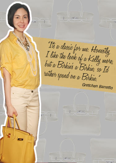 Philippine Actress Gretchen Barretto with her Jaune 40cm Birkin 