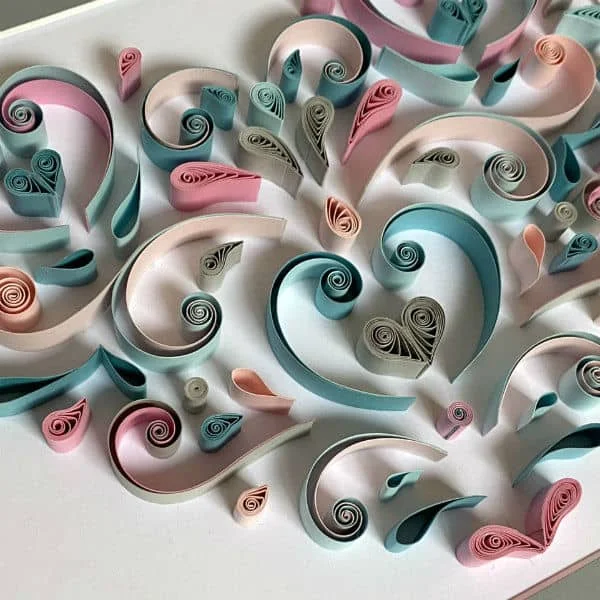 pastel quilled heart design