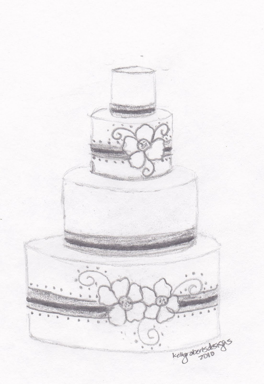 Kelly Roberts Designs: Wedding or Celebration Cake Design Sketches