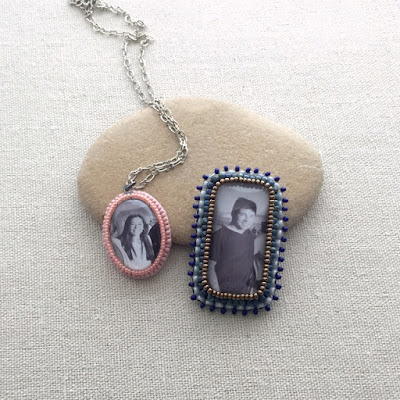 Frame picture cabochons with bead embroidery - free tutorial