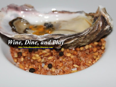 Pacific oyster dish, part of the tasting menu at the At.Mosphere Restaurant in the Burj Khalifa Tower in Dubai, UAE