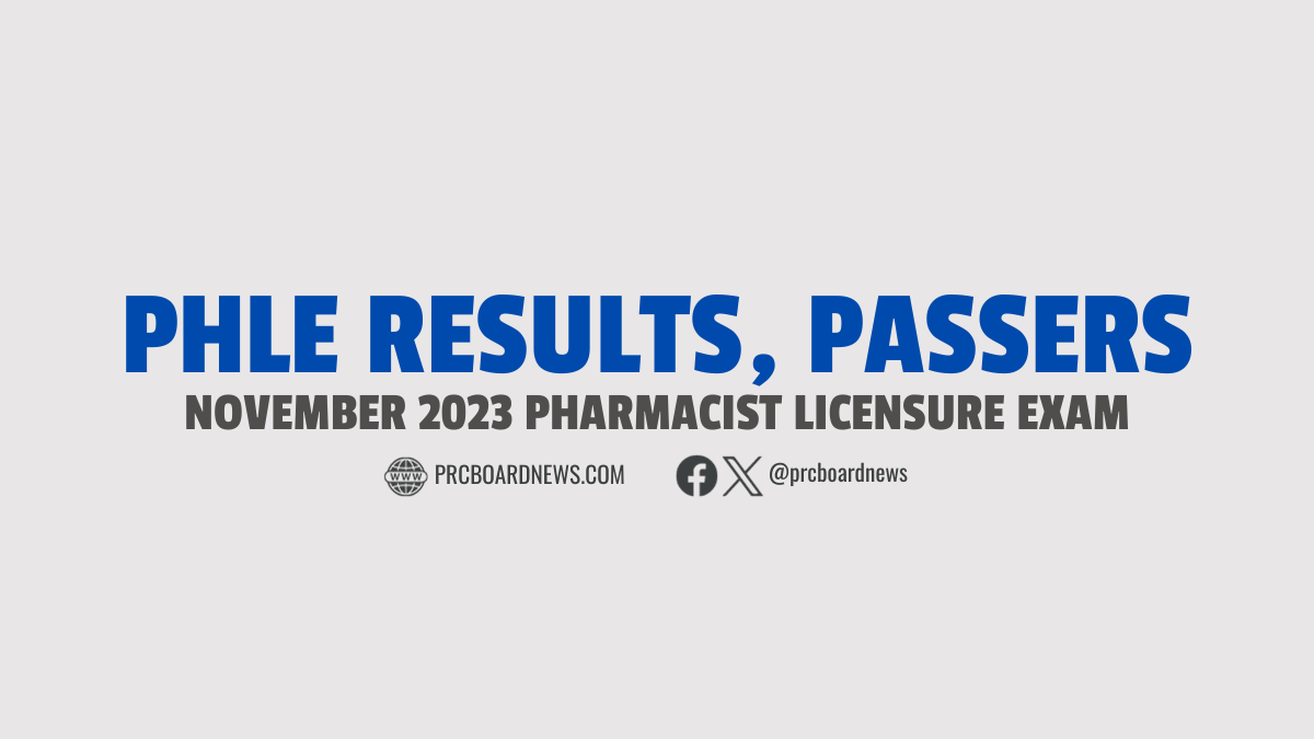 PHLE RESULT: November 2023 Pharmacist board exam list of passers