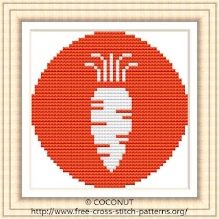 CARROT VEGETABLE ICON, FREE AND EASY PRINTABLE CROSS STITCH PATTERN