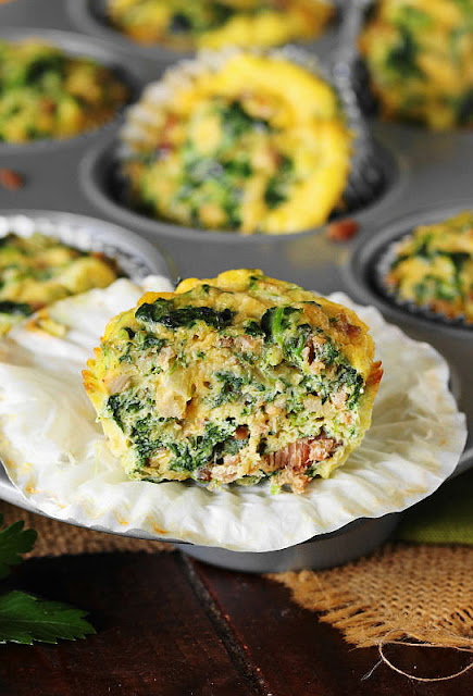 Inside of Make-Ahead Bacon & Spinach Quiche Cups Image