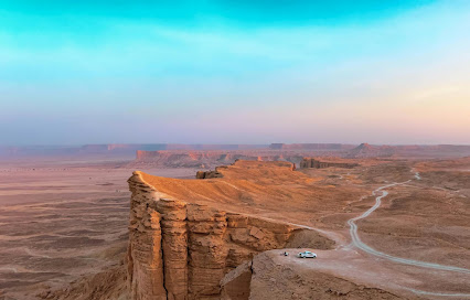 Aerial View on Cliff in Desert,  just one of the many delights to explore in Saudi Arabia