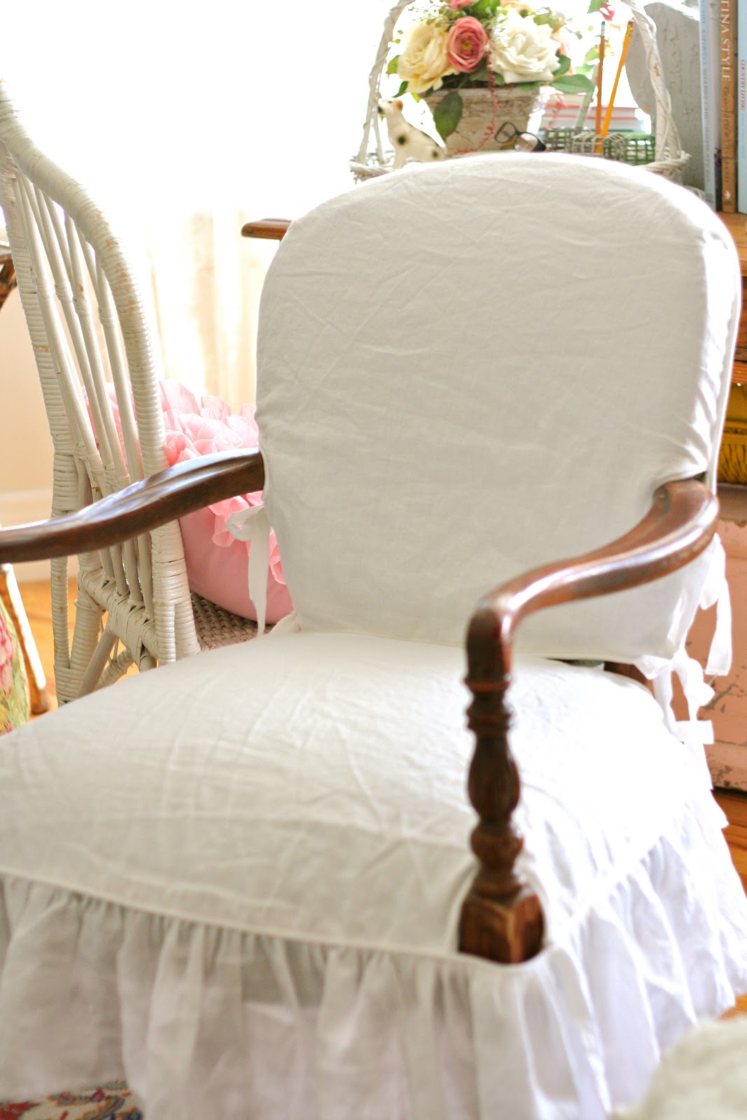 Custom Slipcovers by Shelley: Wood Arm Chair Slipcover