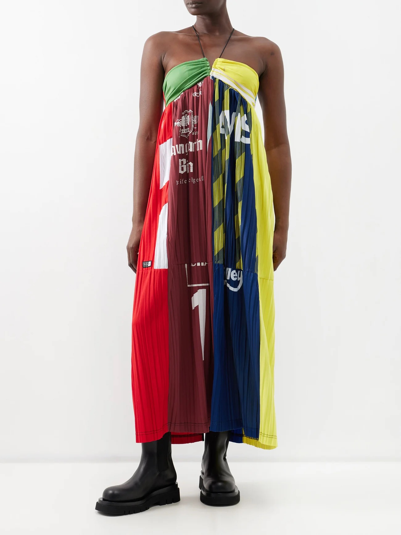 RENATA BRENHA Futebol upcycled halterneck maxi dress