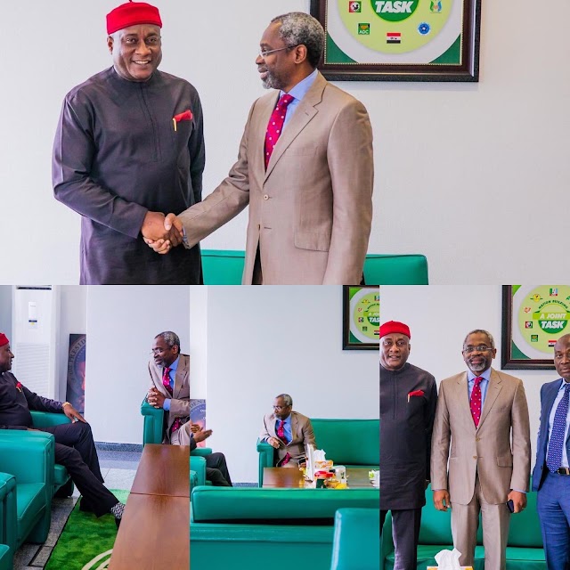 SPEAKER, HOUSE OF REPRESENTATIVES, FEMI GBAJABIAMILA MEETS WITH AIR-PEACE CEO, ALLEN ONYEMA.