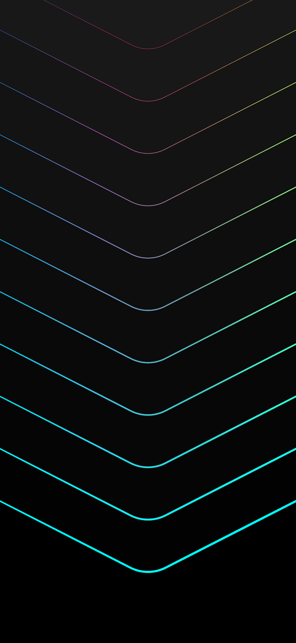 Abstract iPhone wallpaper featuring sleek colored lines with a neon glow on a 4k dark background, ideal for a minimalist aesthetic.