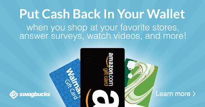 earn money by purchasing online and by taking surveys with Swagbucks